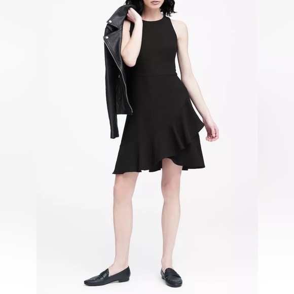 Banana Republic Dresses & Skirts - Banana Republic Black Sleeveless Ruffle Layered Dress Size 6 Tall New